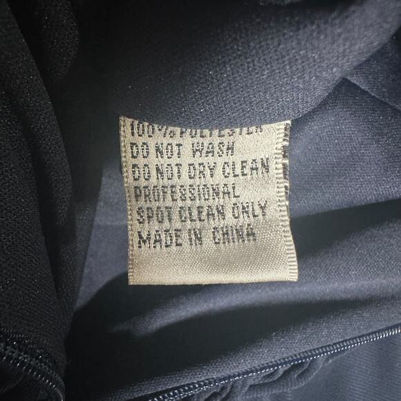 Mac Duggal Drop Shoulder Faux Wrap Navy Thigh Slit Jeweled Cuff Gown Dress Sz 4‎ - Picture 11 of 13